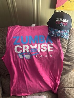 Zumba Fitness Navy Hat with Pink and Teal   t shirt